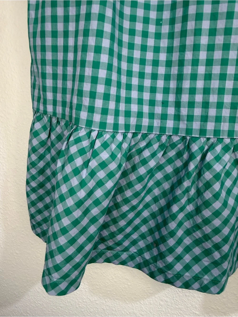 J.Crew Green Gingham Peplum Tank Top | Large - Picture 2 of 7